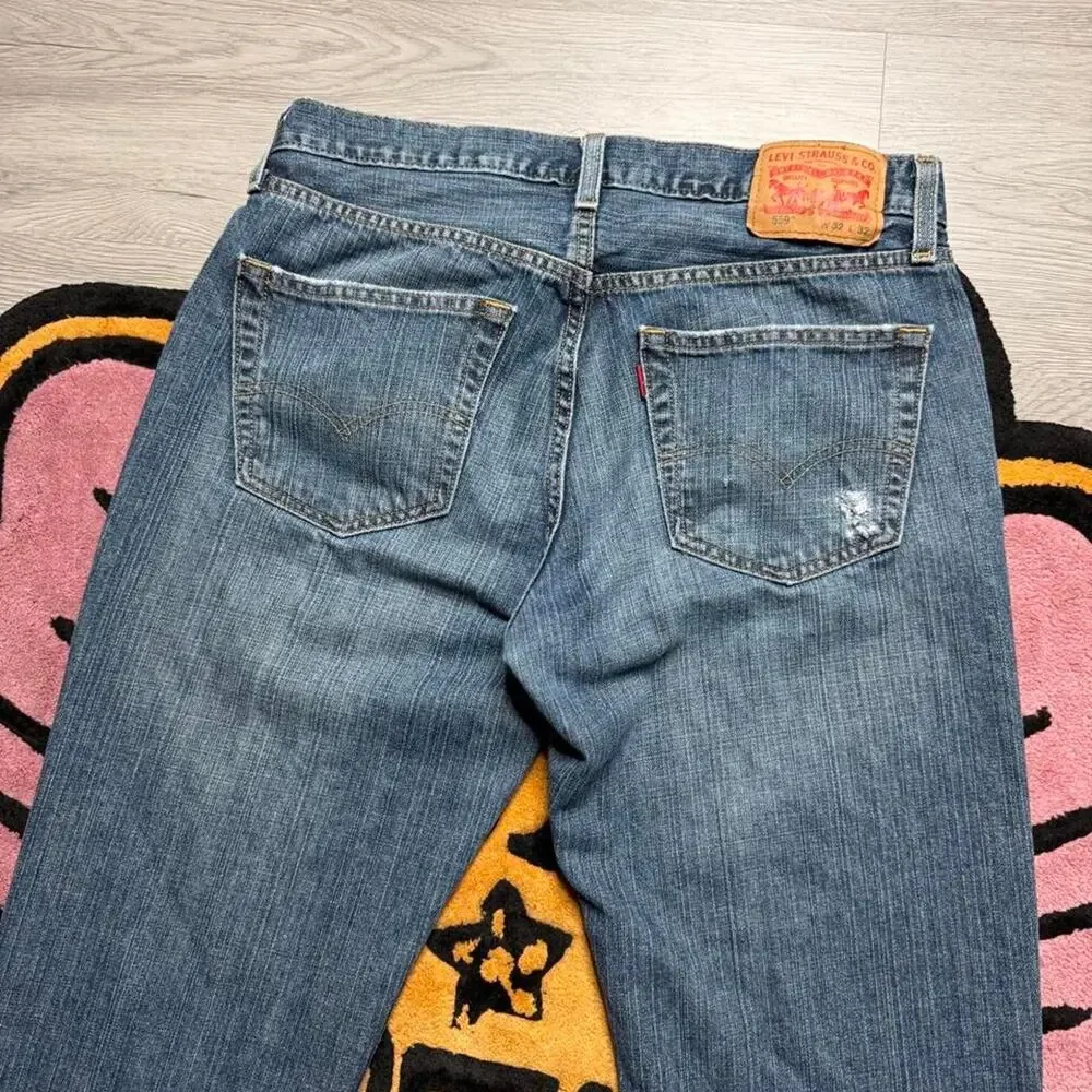 Levi’s Strauss 559 Loose Straight Distressed Denim Jeans Size 32x32 Blue